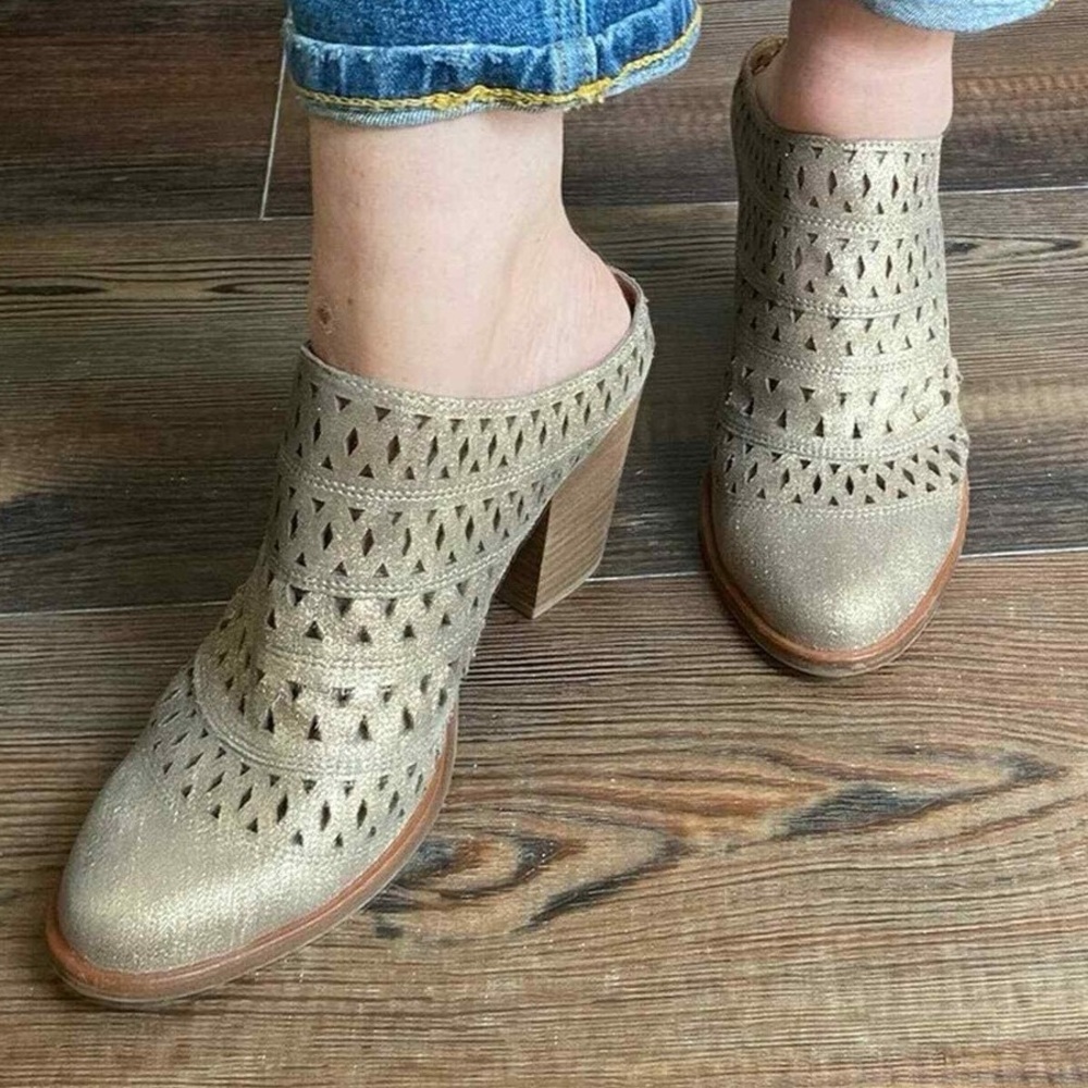 Steve Madden harmony leather western‎ gold cutout booties